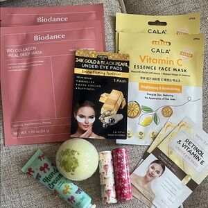 Self-Care Face Masks, Lotion, Bath Bomb & Lip Balm Set